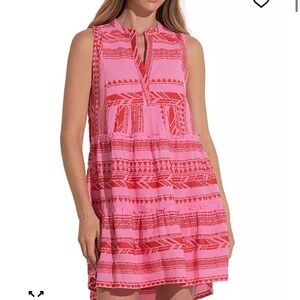 Elan Contrast Embroidered Tier Dress Mediumi